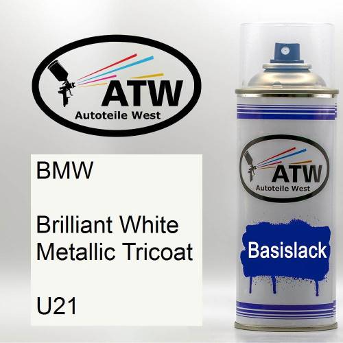 BMW, Brilliant White Metallic Tricoat, U21: 400ml Sprühdose, von ATW Autoteile West.